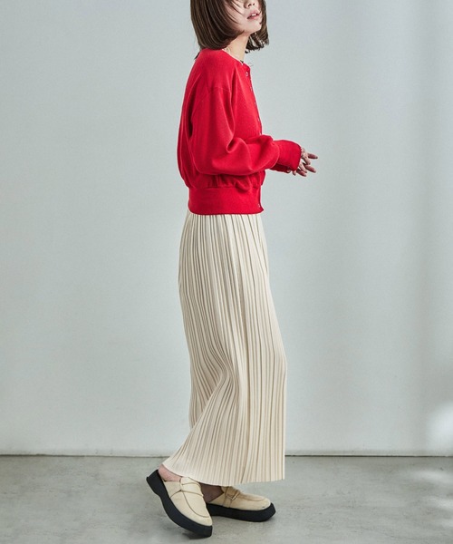 Fashion Letter（ファッションレター）の「プリーツロングスカート（スカート・レディース・アイボリー/グレイッシュベージュ/イエロー/グリーン/パープル/チャコール/ブラック・M/L）」の10枚目の写真