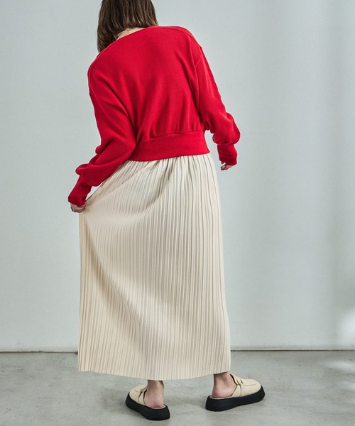 Fashion Letter（ファッションレター）の「プリーツロングスカート（スカート・レディース・アイボリー/グレイッシュベージュ/イエロー/グリーン/パープル/チャコール/ブラック・M/L）」の12枚目の写真