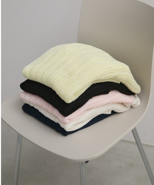 Aunt Marie's（アントマリーズ）の「クルーネックシアーメッシュトップス（ニット/セーター・レディース・アイボリー/ブラック/ネイビー/イエロー/ピンク・FREE）」の6枚目の写真