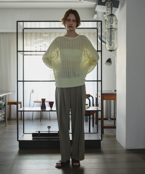 Aunt Marie's（アントマリーズ）の「クルーネックシアーメッシュトップス（ニット/セーター・レディース・アイボリー/ブラック/ネイビー/イエロー/ピンク・FREE）」の22枚目の写真