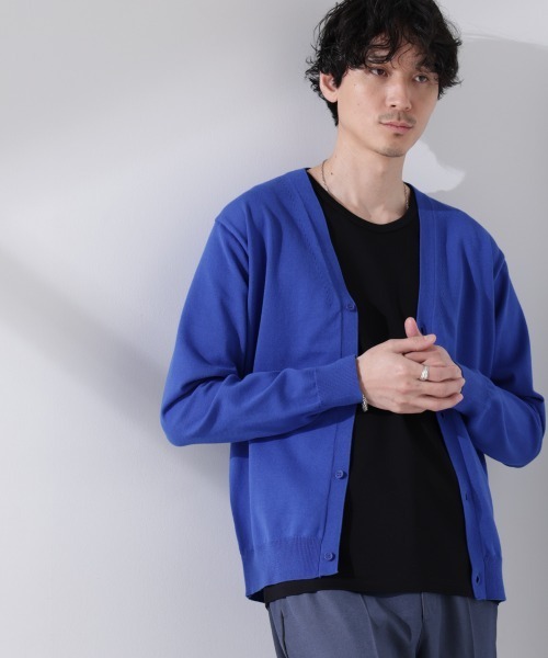 NANO universe(ナノユニバース)の「プレーティングスタンダードカーディガン(カーディガン/ボレロ・メンズ・ブラック/ダークグリーン/オフホワイト/ブルー・S/M/L)」の1枚目の写真