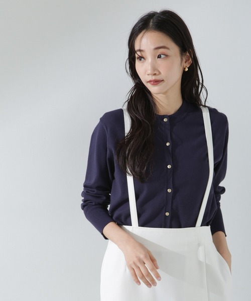 NANO universe（ナノユニバース）の「洗濯機洗可バンブーレーヨンニットカーディガン（ニット/セーター・レディース・ホワイト/ネイビー/ピンク・FREE）」の2枚目の写真