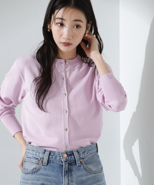 NANO universe（ナノユニバース）の「洗濯機洗可バンブーレーヨンニットカーディガン（ニット/セーター・レディース・ホワイト/ネイビー/ピンク・FREE）」の3枚目の写真