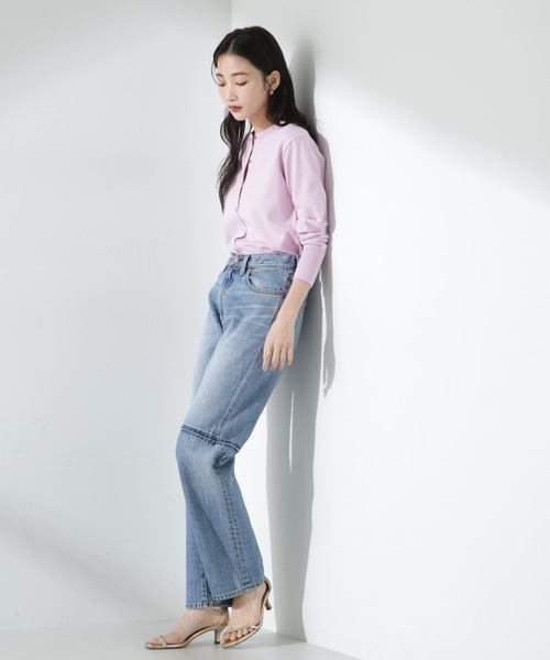 NANO universe（ナノユニバース）の「洗濯機洗可バンブーレーヨンニットカーディガン（ニット/セーター・レディース・ホワイト/ネイビー/ピンク・FREE）」の7枚目の写真