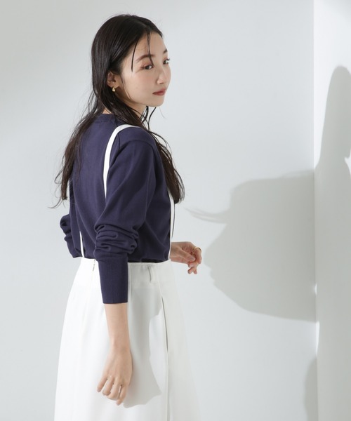 NANO universe（ナノユニバース）の「洗濯機洗可バンブーレーヨンニットカーディガン（ニット/セーター・レディース・ホワイト/ネイビー/ピンク・FREE）」の21枚目の写真