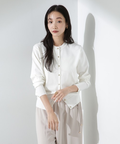 NANO universe（ナノユニバース）の「洗濯機洗可バンブーレーヨンニットカーディガン（ニット/セーター・レディース・ホワイト/ネイビー/ピンク・FREE）」の13枚目の写真