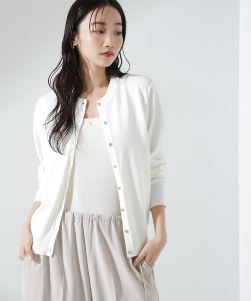 NANO universe（ナノユニバース）の「洗濯機洗可バンブーレーヨンニットカーディガン（ニット/セーター・レディース・ホワイト/ネイビー/ピンク・FREE）」の14枚目の写真