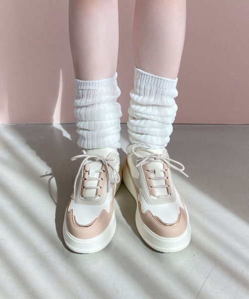 ORiental TRaffic(オリエンタルトラフィック)の「配色コートソールスニーカー/OT3756(スニーカー・レディース・グリーン/ベージュ/ブラック・34/35/36/37/38/39/40/41/42)」の3枚目の写真