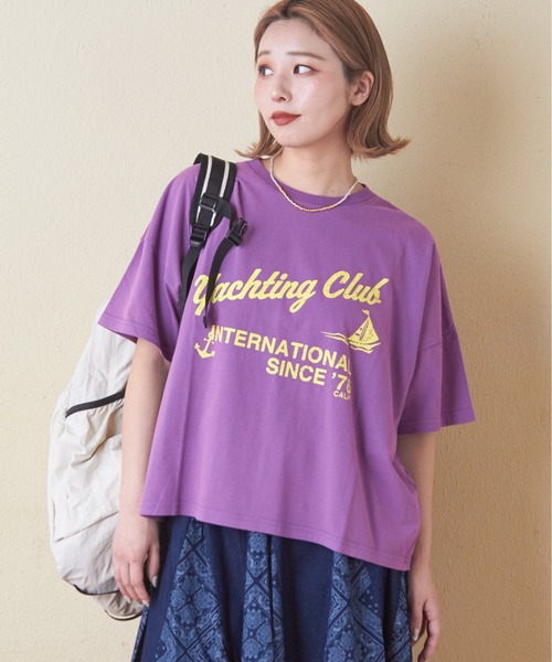 CUBE SUGAR(キューブシュガー)の「32/-天竺オゾン加工ネオンプリントTシャツ(Tシャツ/カットソー・レディース・マルチ/スミクロ/ベージュ/パープル/ホワイト・M)」の4枚目の写真