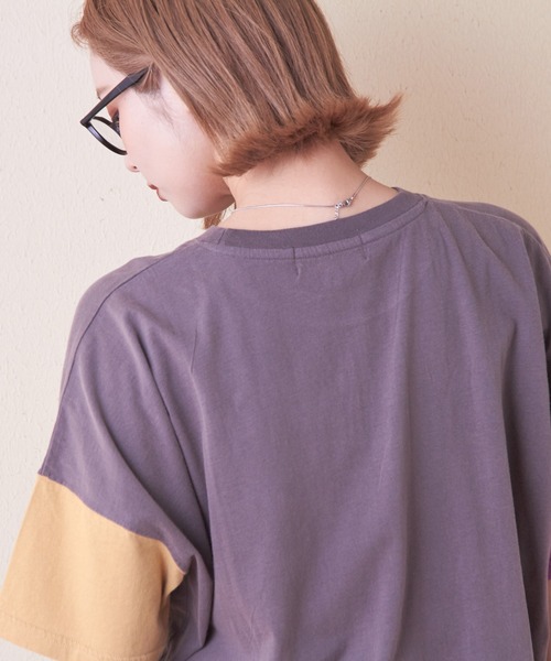 CUBE SUGAR(キューブシュガー)の「32/-天竺オゾン加工ネオンプリントTシャツ(Tシャツ/カットソー・レディース・マルチ/スミクロ/ベージュ/パープル/ホワイト・M)」の18枚目の写真
