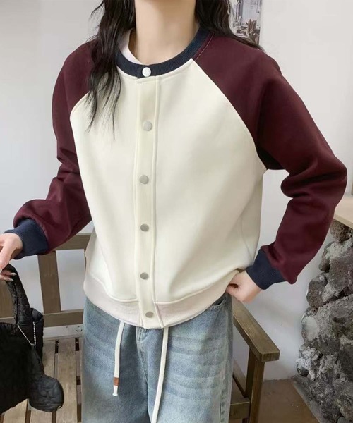 aimoha(アイモハ)の「ラグランスリーブボタンカーディガン(カーディガン/ボレロ・レディース・ワインレッド/ブラック/ネイビー・FREE)」の9枚目の写真