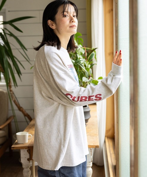 niko and...(ニコアンド)の「ダットルーズプリントロングTシャツ(Tシャツ/カットソー・レディース・チャコール/ライトブルー/ナチュラル/オフホワイト・FREE)」の15枚目の写真