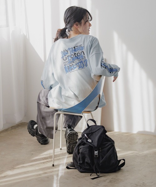 新品未使用タグ付今季niko and ... てぃらさんTシャツブルー 新品未使用】Niko and…シャーリングアレンジフレアTシャツ 青 M