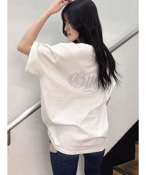 GYDA（ジェイダ）の「BACK GYDA bijou BIG Tシャツ（Tシャツ/カットソー・レディース・オフホワイト/ブラック・FREE）」の3枚目の写真