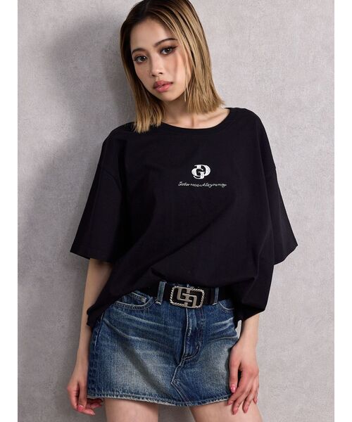 GYDA（ジェイダ）の「BACK GYDA bijou BIG Tシャツ（Tシャツ/カットソー・レディース・オフホワイト/ブラック・FREE）」の9枚目の写真