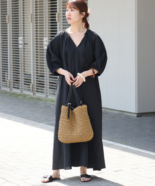 JOURNAL STANDARD relume（ジャーナルスタンダード　レリューム）の「RELUME ベルトハンドルペーパーアミトート（トートバッグ・レディース・チャコールグレー/アイボリー/ベージュ・FREE）」の4枚目の写真