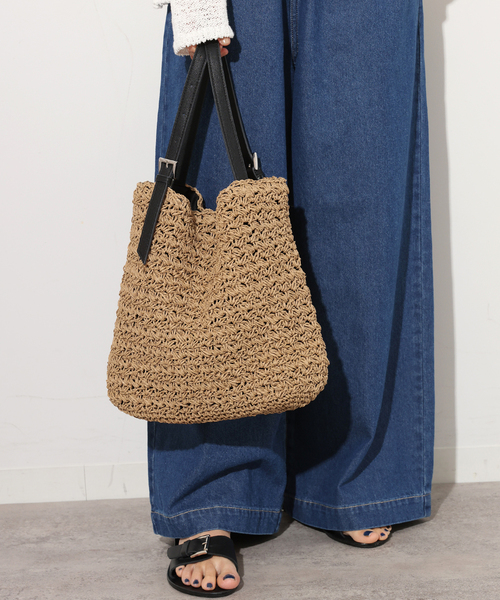 JOURNAL STANDARD relume（ジャーナルスタンダード　レリューム）の「RELUME ベルトハンドルペーパーアミトート（トートバッグ・レディース・チャコールグレー/アイボリー/ベージュ・FREE）」の6枚目の写真