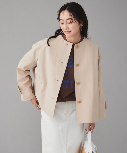 【極美品】アンタイトル ジロンラム ノーカラーショートコート 2way TRADITIONAL WEATHERWEAR】MALTON ノーカラー ショートコート