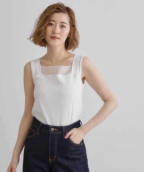 grove（グローブ）の「シアードッキングタンクトップ（タンクトップ・レディース・ブラック/オフホワイト/ダークグレー・02/03/04/01/05）」の4枚目の写真