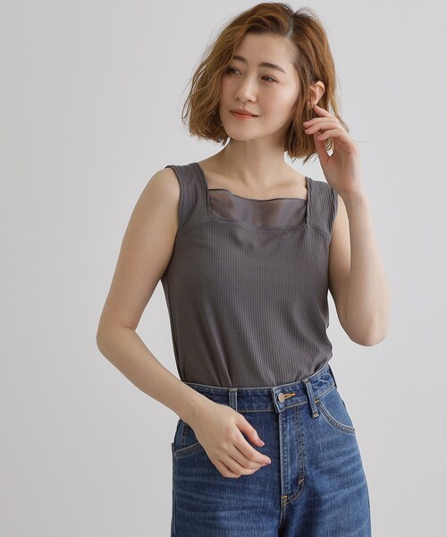 grove（グローブ）の「シアードッキングタンクトップ（タンクトップ・レディース・ブラック/オフホワイト/ダークグレー・02/03/04/01/05）」の8枚目の写真