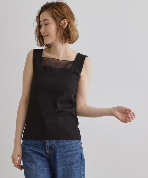 grove（グローブ）の「シアードッキングタンクトップ（タンクトップ・レディース・ブラック/オフホワイト/ダークグレー・02/03/04/01/05）」の12枚目の写真