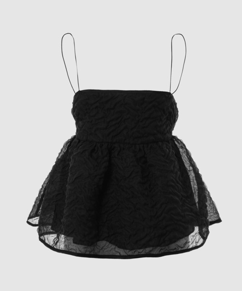 CECILIE BAHNSEN(セシリー バンセン)の「STRAP PEPLUM TOP WITH ADJUSTABLE OPEN BACK(その他トップス・レディース・ブラック・6/8)」の1枚目の写真