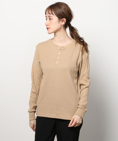 ARCHIVER(アーカイバ)の「【RS】【RDS】ヘンリーネック サーマルロングスリーブTシャツ(Tシャツ/カットソー・レディース・ベージュ/ネイビー/ライトピンク/グレー/カーキ・MEDIUM/X-LARGE/LARGE)」の16枚目の写真