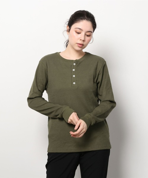 ARCHIVER(アーカイバ)の「【RS】【RDS】ヘンリーネック サーマルロングスリーブTシャツ(Tシャツ/カットソー・レディース・ベージュ/ネイビー/ライトピンク/グレー/カーキ・MEDIUM/X-LARGE/LARGE)」の17枚目の写真