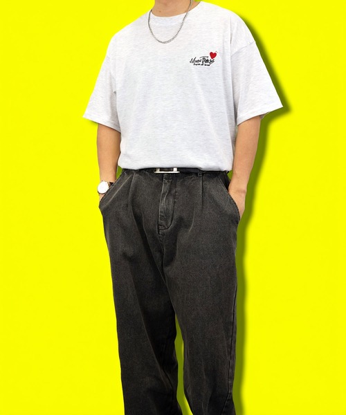 BAYBLO（ベイブロ）の「(GV)ワイドシルエットミニロゴTシャツ　吸水速乾 UVカット（Tシャツ/カットソー・メンズ・ダークグリーン/ブルー/ホワイト系その他2/ブラック系その他3/ブラック/グレイッシュベージュ/ブラック系その他2/サーモンピンク/ホワイト/スミクロ/ネイビー/ミント・M/L/LL）」の16枚目の写真