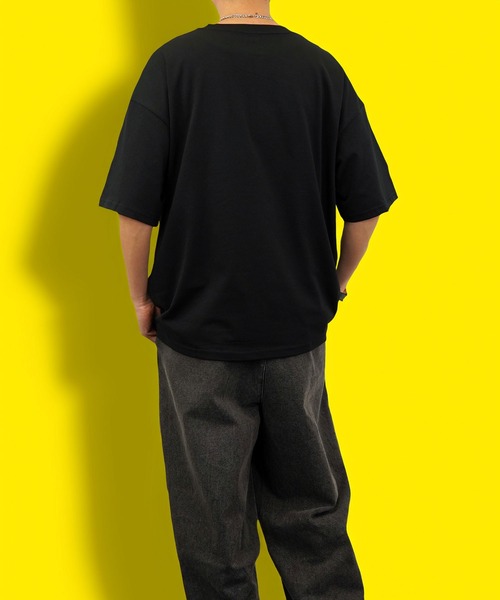 BAYBLO（ベイブロ）の「(GV)ワイドシルエットミニロゴTシャツ　吸水速乾 UVカット（Tシャツ/カットソー・メンズ・ダークグリーン/ブルー/ホワイト系その他2/ブラック系その他3/ブラック/グレイッシュベージュ/ブラック系その他2/サーモンピンク/ホワイト/スミクロ/ネイビー/ミント・M/L/LL）」の21枚目の写真