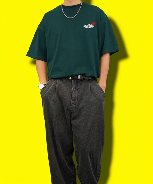 BAYBLO（ベイブロ）の「(GV)ワイドシルエットミニロゴTシャツ　吸水速乾 UVカット（Tシャツ/カットソー・メンズ・ダークグリーン/ブルー/ホワイト系その他2/ブラック系その他3/ブラック/グレイッシュベージュ/ブラック系その他2/サーモンピンク/ホワイト/スミクロ/ネイビー/ミント・M/L/LL）」の22枚目の写真