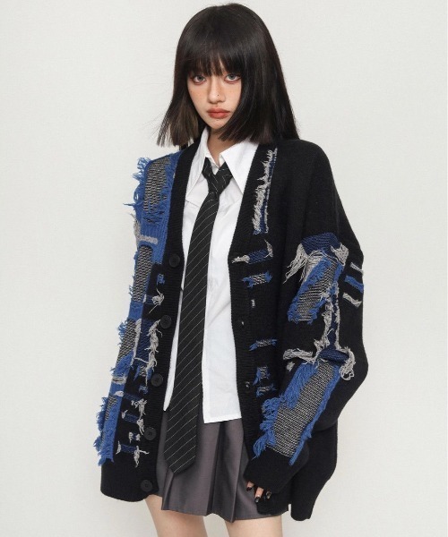 ルネお嬢様ジャケットフリンジデザイン 黒 長袖カーディガン セール