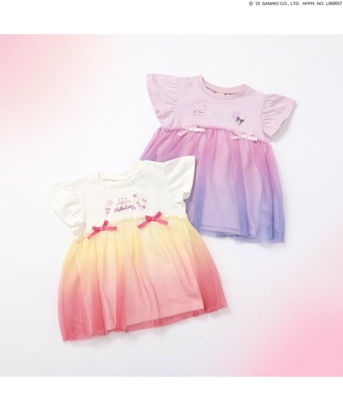 sanrio（サンリオ）の「【サンリオキャラクターズ】グラデーションチュールトップス（Tシャツ/カットソー・キッズ・ピンク/アイボリー・80/90/100/110/120/130/140）」の3枚目の写真