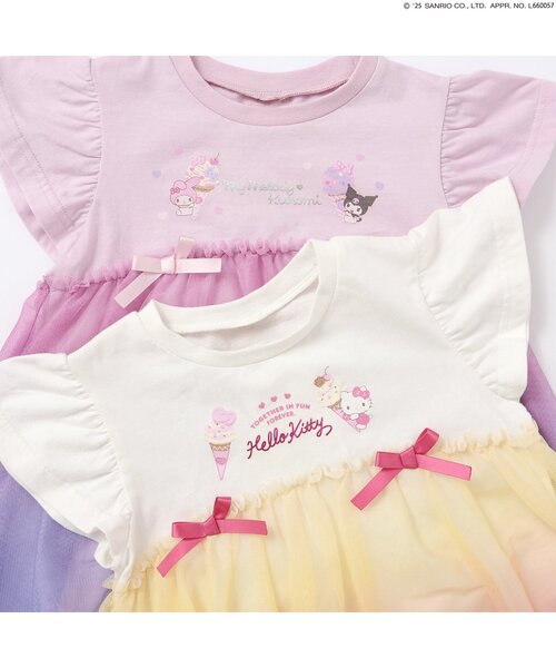 sanrio（サンリオ）の「【サンリオキャラクターズ】グラデーションチュールトップス（Tシャツ/カットソー・キッズ・ピンク/アイボリー・80/90/100/110/120/130/140）」の4枚目の写真