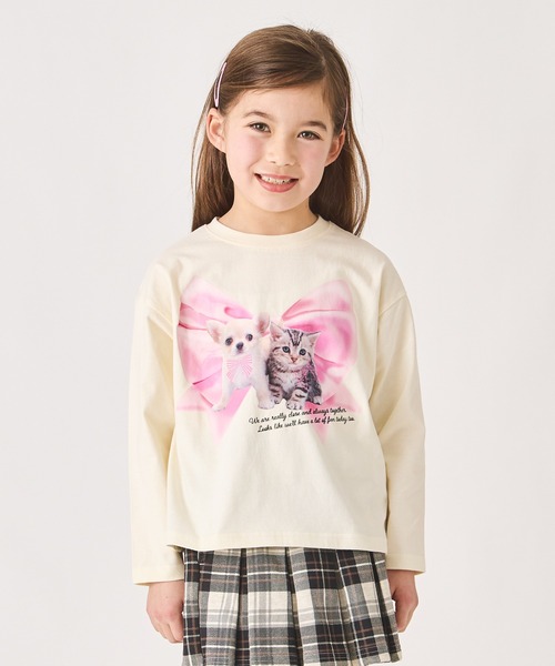 ever closet（エバークローゼット）の「アニマルフォト Tシャツ（Tシャツ/カットソー・キッズ・ブルー系その他5/ピンク/オフホワイト/ベージュ系その他5/チャコール/ミント・80ｃｍ/90cm/100cm/110cm/120cm/130cm/140cm/150cm）」の2枚目の写真