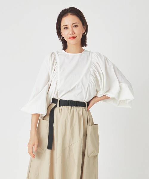 ever closet(エバークローゼット)の「レディス 撥水 ボリューム袖ブラウス(シャツ/ブラウス・レディース・ブラック/カーキ/ホワイト・FREE)」の2枚目の写真
