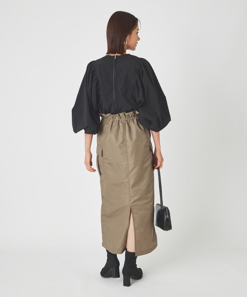 ever closet(エバークローゼット)の「レディス 撥水 ボリューム袖ブラウス(シャツ/ブラウス・レディース・ブラック/カーキ/ホワイト・FREE)」の6枚目の写真