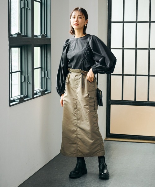 ever closet(エバークローゼット)の「レディス 撥水 ボリューム袖ブラウス(シャツ/ブラウス・レディース・ブラック/カーキ/ホワイト・FREE)」の18枚目の写真