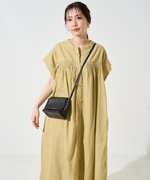 FREAK'S STORE（フリークスストア）の「限定展開　インド ボイル ハシゴレース ボタン ノースリーブ ワンピース（ワンピース・レディース・オフホワイト/ブラック/レッド/モカ/イエロー/ネイビー・ﾌﾘ-）」の9枚目の写真