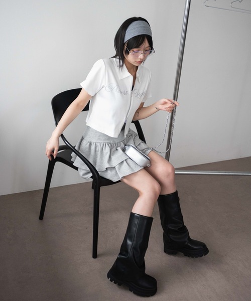 セール】WEGO/【25年春夏新作】ラインストーンロゴWZIPトップス