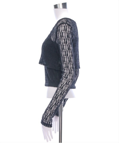 clear（クリア）の「キャミ&カーディガンセットレーストップス[スタイルアップ 韓国 ファッション]≪SS新作≫（Tシャツ/カットソー・レディース・ブラック/オフホワイト/チャコールグレー/アイボリー/ブラウン・F）」の11枚目の写真