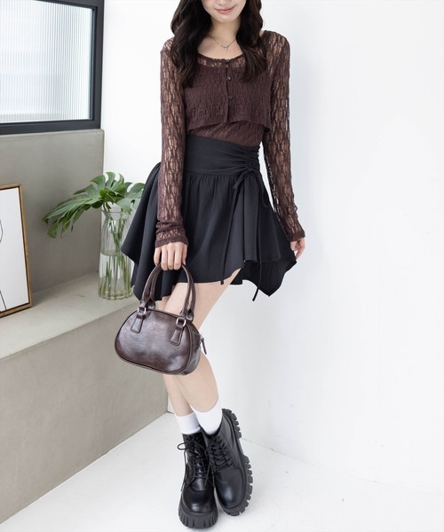 【セット商品】【全1色】レース切替キャミソール×長袖カーディガンセット　グレー【250313top2】( jmam )(250317) セール】mcg3436- TECHサーフニット7分テーラードカーディガン