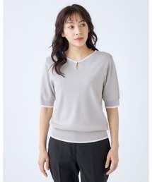 SUIT SELECT（スーツセレクト）の「【おうちで洗える】Vネックニット/5分袖（ニット/セーター）」