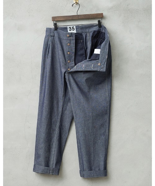 WAIPER.inc(ワイパーインク)の「WAIPER.inc フランス軍 1950~60年代 M-52 シャンブレー ツータック トラウザー【WP139】(スラックス・メンズ・ブラック/ネイビー・35/36/37/34/33/38/39)」の6枚目の写真