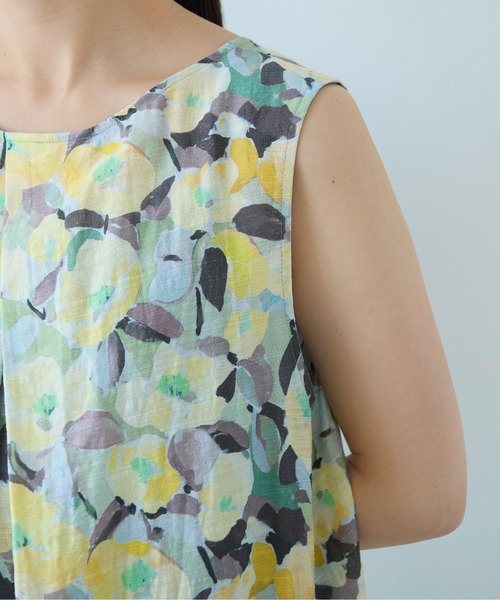 yuni（ユニ　）の「水彩花プリント　ノースリーブフレアワンピース（ワンピース・レディース・イエロー/ブルー・FREE）」の14枚目の写真