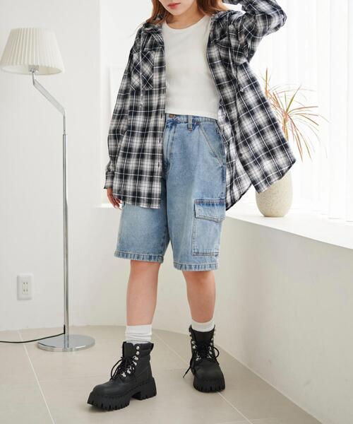 WEGO（ウィゴー）の「WEGO/フードチェックBIGシャツ（シャツ/ブラウス・レディース・ブラウン/ブラック・FREE）」の16枚目の写真