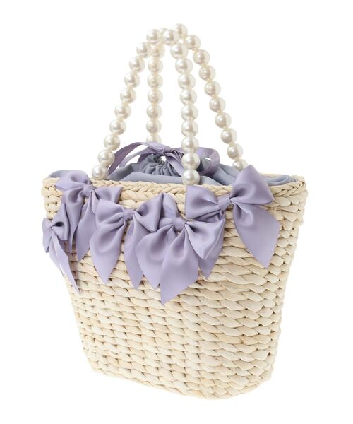 Maison de FLEUR（メゾンドフルール）の「EC限定パールハンドルリボンカゴバッグ（かごバッグ・レディース・ブルー系その他7・FREE）」の5枚目の写真