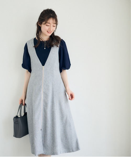 12Twelve Agenda（トゥエルブ　アジェンダ）の「シアーオーガンパフスリーブカットソープルオーバー（Tシャツ/カットソー・レディース・ネイビー/グレイッシュベージュ/チャコールグレー・M）」の20枚目の写真