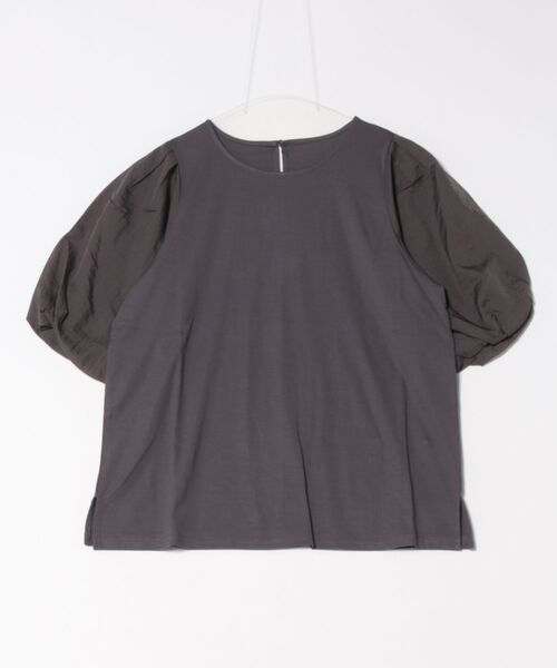 12Twelve Agenda（トゥエルブ　アジェンダ）の「シアーオーガンパフスリーブカットソープルオーバー（Tシャツ/カットソー・レディース・ネイビー/グレイッシュベージュ/チャコールグレー・M）」の22枚目の写真