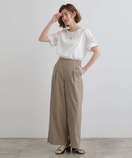 grove（グローブ）の「【UVカット・接触冷感】シアードッキングTシャツ（Tシャツ/カットソー・レディース・ライトブルー/ブラック/ピンク/オフホワイト・02/03/05/04/01）」の7枚目の写真